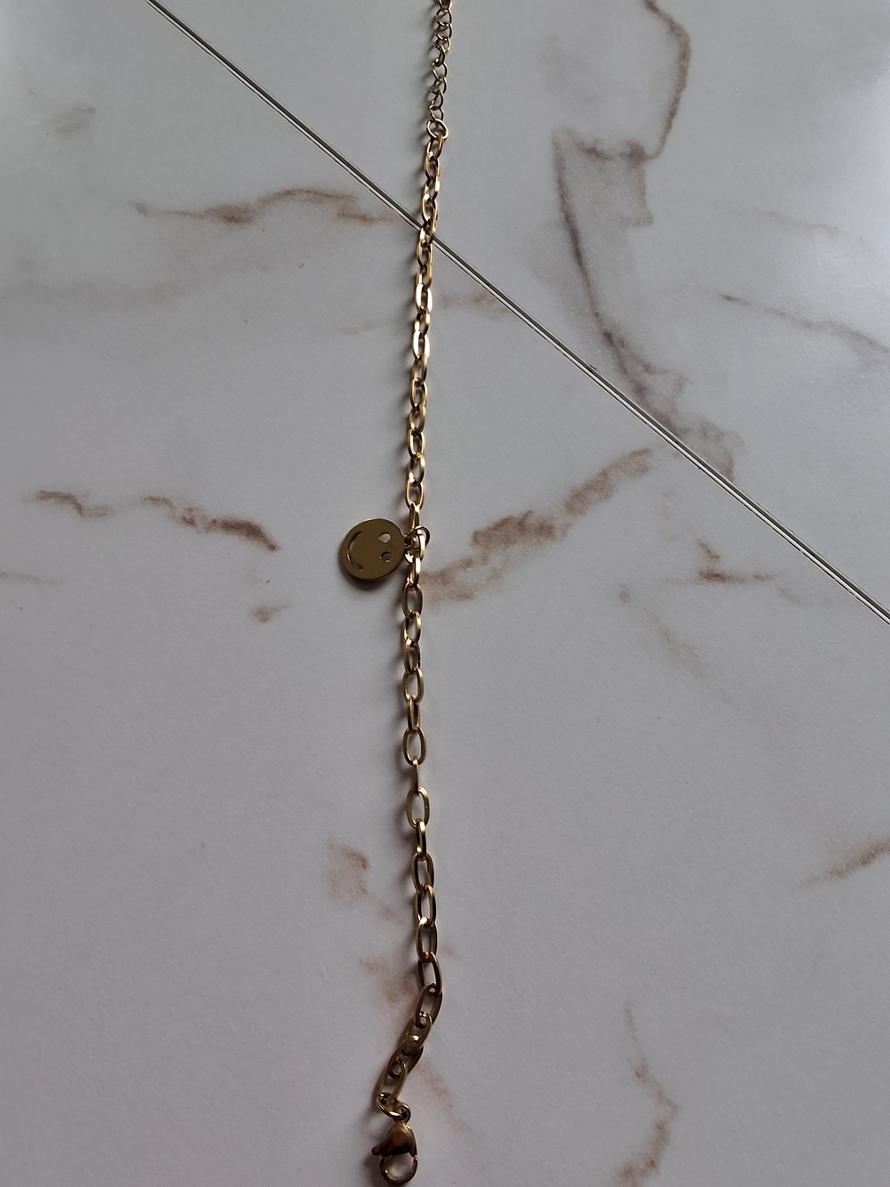 Gold Chain Bracelet with Disc Charm - Women Jewelry